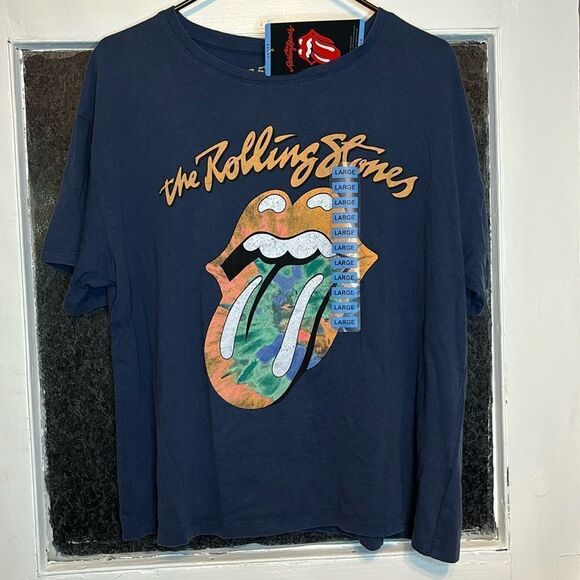 NWT Officially Licensed The Rolling Stone’s Women’s Large Navy Blue T-shirt L - Picture 1 of 8